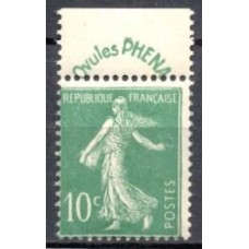FRA0188M-SELO SEMEUSE, 10C COM VINHETA SUPERIOR - FRANÇA - 1924/26 - MINT