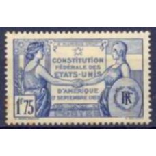 FRA0357N-SELO SESQUICENTENÁRIO DA CONSTITUIÇÃO DOS ESTADOS UNIDOS DA AMÉRICA - FRANÇA - 1937 - N