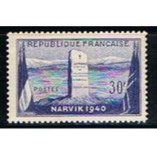 FRA0922N-SELO 12º ANIVERSÁRIO DA BATALHA DE NARVIK - FRANÇA - 1952 - N