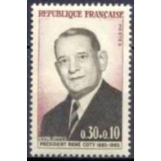 FRA1412N-SELO 2º ANIVERSÁRIO DA MORTE DO PRESIDENTE RENÉ COTY - FRANÇA - 1964 - N