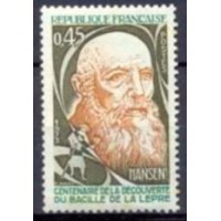 FRA1767N-SELO CENTENÁRIO DO DESCOBRIMENTO DO BACILO DA LEPRA - FRANÇA - 1973 - N