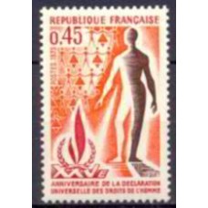 FRA1781N-SELO 25º ANIVERSÁRIO DA DECLARAÇÃO UNIVERSAL DOS DIREITOS HUMANOS - FRANÇA - 1973 - N