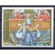 FRA2033N-SELO MINIATURA DO SÉCULO 15 SOBRE A MÚSICA - FRANÇA - 1979 - N