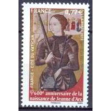 FRA4654M-SELO 600º ANIVERSÁRIO DO NASCIMENTO DE JOANA DARC - FRANÇA - 2012 - MINT