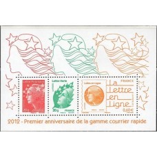 FRA4687MF-BLOCO 1º ANIVERSÁRIO GAMA DE CORREIO RÁPIDO - FRANÇA - 2012 - MINT