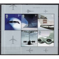 GRBB016N-BLOCO CINQUENTENÁRIO DA 1ª LINHA AÉREA BRITÂNICA A JATO - GRÃ-BRETANHA - 2002 - N