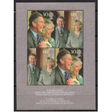 GRBB030N-BLOCO CASAMENTO PRÍNCIPE CHARLES E CAMILLA PARKER BOWLES - GRÃ-BRETANHA - 2005 - N
