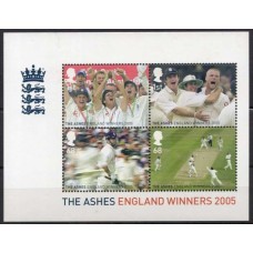 GRBB034M-BLOCO CRICKET - EQUIPE BRITÂNICA VENCEDORA ASHES 2005 - GRÃ-BRETANHA - 2005 - MINT