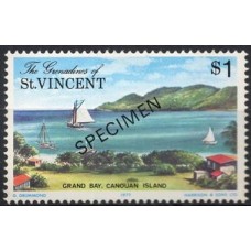 GSV0121NSP-SELO TURISMO - VISTAS DA ILHA CANOUAN I, 1D - GRANADINAS DE SÃO VICENTE - 1977 - N - SPECIMEN