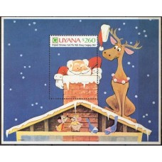 GUYB080M-BLOCO CARTÕES DE NATAL DA COMPANHIA WALT DISNEY I, CARTÃO DE 1969 - GUIANA - 1991 - MINT
