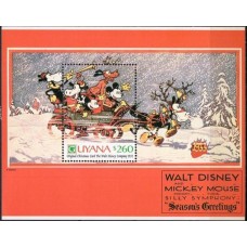 GUYB083N-BLOCO CARTÕES DE NATAL DA COMPANHIA WALT DISNEY III, CARTÃO DE 1932 - GUIANA - 1991 - N