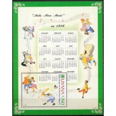 GUYB085M-BLOCO CARTÕES DE NATAL DA COMPANHIA WALT DISNEY III, CARTÃO DE 1945 - GUIANA - 1991 - MINT
