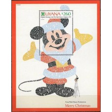 GUYB086M-BLOCO CARTÕES DE NATAL DA COMPANHIA WALT DISNEY III, CARTÃO DE 1978 - GUIANA - 1991 - MINT