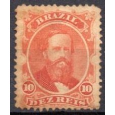 IM0023N.02-SELO DOM PEDRO II DENTEADO, 10 RÉIS VERMELHO - 1866 - N - PEQUENO RASGO NO CANTO INFERIOR DIREITO