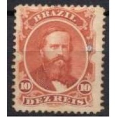 IM0023N.06-SELO DOM PEDRO II DENTEADO, 10 RÉIS VERMELHO - 1866 - N - COM PEQUENO DEFEITO