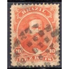 IM0023U.03-SELO DOM PEDRO II DENTEADO, 10 RÉIS VERMELHO - 1866 - U