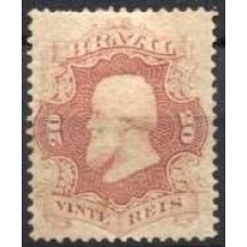 IM0024N.04-SELO DOM PEDRO II DENTEADO, 20 RÉIS CASTANHO LILÁS - 1866 - N COM GOMA