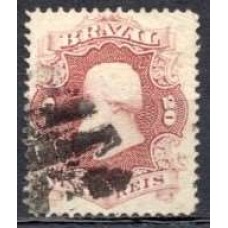 IM0024U.04-SELO DOM PEDRO II DENTEADO, 20 RÉIS CASTANHO LILÁS - 1866 - U