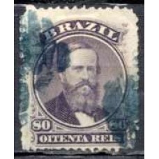 IM0026U.07-SELO DOM PEDRO II DENTEADO, 80 RÉIS VIOLETA NEGRO - 1866 - U