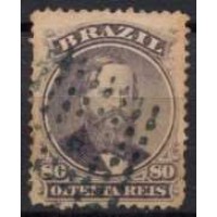 IM0026U.08-SELO DOM PEDRO II DENTEADO, 80 RÉIS VIOLETA NEGRO - 1866 - U IM0026U.08-SELO DOM PEDRO II DENTEADO, 80 RÉIS VIOLETA NEGRO - 1866 - U