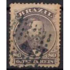 IM0026U.08-SELO DOM PEDRO II DENTEADO, 80 RÉIS VIOLETA NEGRO - 1866 - U