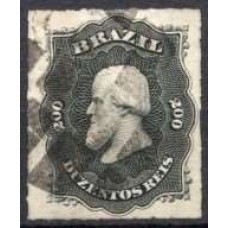 IM0035U.06-SELO DOM PEDRO II PERCÉ, 200 RÉIS - 1876 - U - PEQUENO CORTE NA BORDA SUPERIOR, QUASE IMPERCEPTÍVEL
