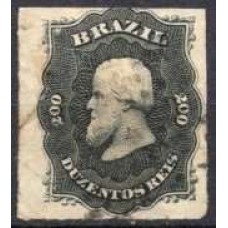 IM0035U.15-SELO DOM PEDRO II PERCÉ, 200 RÉIS - 1876 - U
