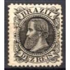 IM0051N.04-SELO DOM PEDRO II CABEÇA GRANDE, 10 RÉIS PRETO - 1885 - N - COM GOMA