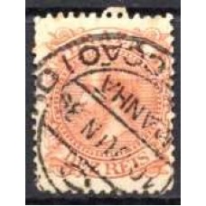 IM0052U.03-SELO DOM PEDRO II CABEÇA GRANDE, 10 RÉIS LARANJA - 1885 - U