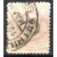 IM0057U.02-SELO DOM PEDRO II CABEÇA GRANDE, 200 RÉIS LILÁS ROSA - 1884 - U