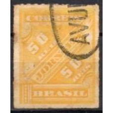 JO0003U.02-SELO JORNAIS CIFRAS OBLÍQUAS, 50 RÉIS - 1889 - U