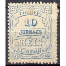 JO0019NA.02-SELO JORNAIS CIFRA HORIZONTAL DENTEAÇÃO 11-11,5, 10 RÉIS - 1890 - N - DEFEITO NO VERSO