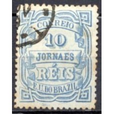 JO0019UA.02-SELO JORNAIS CIFRA HORIZONTAL DENTEAÇÃO 11-11,5, 10 RÉIS - 1890 - U