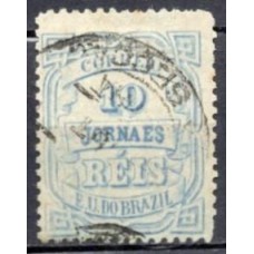 JO0019UA.03-SELO JORNAIS CIFRA HORIZONTAL DENTEAÇÃO 11-11,5, 10 RÉIS - 1890 - U