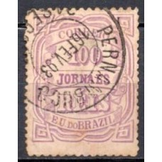 JO0021UB.02-SELO JORNAIS CIFRA HORIZONTAL DENTEAÇÃO 11-11,5X13-14, 100 RÉIS - 1890 - U