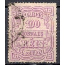 JO0021UB.03-SELO JORNAIS CIFRA HORIZONTAL DENTEAÇÃO 11-11,5X13-14, 100 RÉIS - 1890 - U - DEFEITO NO PICOTE