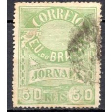 JO0024UB.02-SELO JORNAIS CRUZEIRO DO SUL DENTEAÇÃO 11-1,5X13-14, 50 RÉIS - 1890 - U