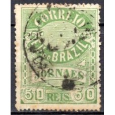 JO0024UB.03-SELO JORNAIS CRUZEIRO DO SUL DENTEAÇÃO 11-1,5X13-14, 50 RÉIS - 1890 - U
