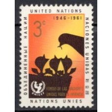 ONN0093MA-SELO 15º ANIVERSÁRIO DO UNICEF, 3C - ONU NOVA IORQUE - 1961 - MINT