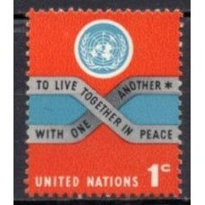 ONN0141NA-SELO REGULAR, EMBLEMA DA ONU E SLOGAN - ONU NOVA IORQUE - 1965 - N