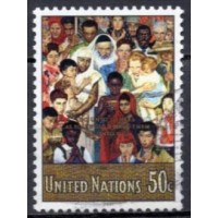 ONN0596U-SELO MOSAICO DE NORMAN ROCKWELL - ONU NOVA IORQUE - 1991 - U ONN0596U-SELO MOSAICO DE NORMAN ROCKWELL - ONU NOVA IORQUE - 1991 - U