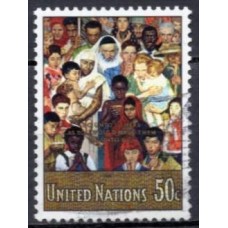 ONN0596U-SELO MOSAICO DE NORMAN ROCKWELL - ONU NOVA IORQUE - 1991 - U
