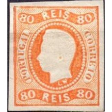 POR0023N.01-SELO LUÍS 1º, 80R - PORTUGAL - 1866/67 - N - REIMPRESSÃO?