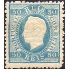 POR0042NA.01-SELO LUÍS 1º, 50R AZUL DENTEAÇÃO 12 1/2 - PORTUGAL - 1870/80 - N COM GOMA - REIMPRESSÃO?