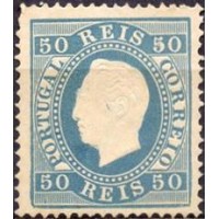 POR0042NB.01-SELO LUÍS 1º, 50R AZUL DENTEAÇÃO 13 1/2 - PORTUGAL - 1870/80 - N - REIMPRESSÃO?