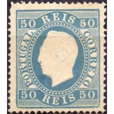 POR0042NB.01-SELO LUÍS 1º, 50R AZUL DENTEAÇÃO 13 1/2 - PORTUGAL - 1870/80 - N - REIMPRESSÃO?