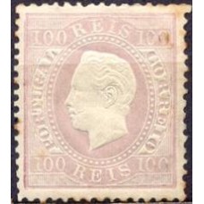 POR0044NA.01-SELO LUÍS 1º, 100R DENTEAÇÃO 12 1/2 - PORTUGAL - 1870/80 - N COM GOMA - REIMPRESSÃO?