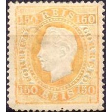 POR0047NA.01-SELO LUÍS 1º, 150R OCRE DENTEAÇÃO 12 1/2 - PORTUGAL - 1870/80 - N COM GOMA - REIMPRESSÃO?