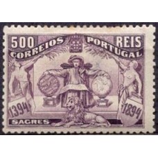 POR0107N.01-SELO 5º CENTENÁRIO DE DOM HENRIQUE AVIZ O NAVEGADOR, 500R - PORTUGAL - 1894 - N COM GOMA - COM DEFEITO NO VERSO: OFERTADO PELA METADE DO PREÇO