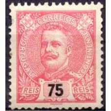 POR0135N.01-SELO CARLOS 1º, 75R VERMELHO - PORTUGAL - 1895/1905 - N COM GOMA - DEFEITO NO PICOTE: OFERTADO PELA METADE DO PREÇO